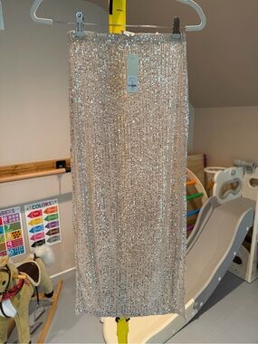 Blue Rain Sequin Skirt in Champagne Shimmer